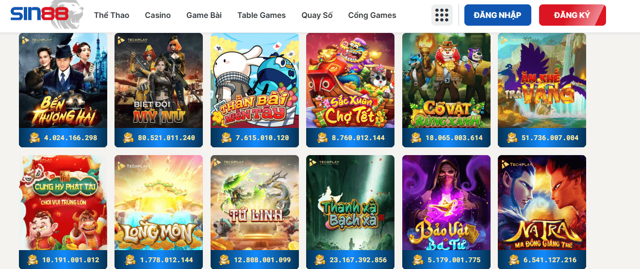 Điểm qua các sản phẩm giải trí đặc sắc tại SIN88 